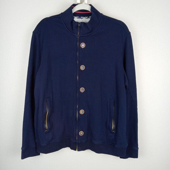 Robert Graham Sweater Mens XL Tailored Fit Cardigan Full Zip Button Blue